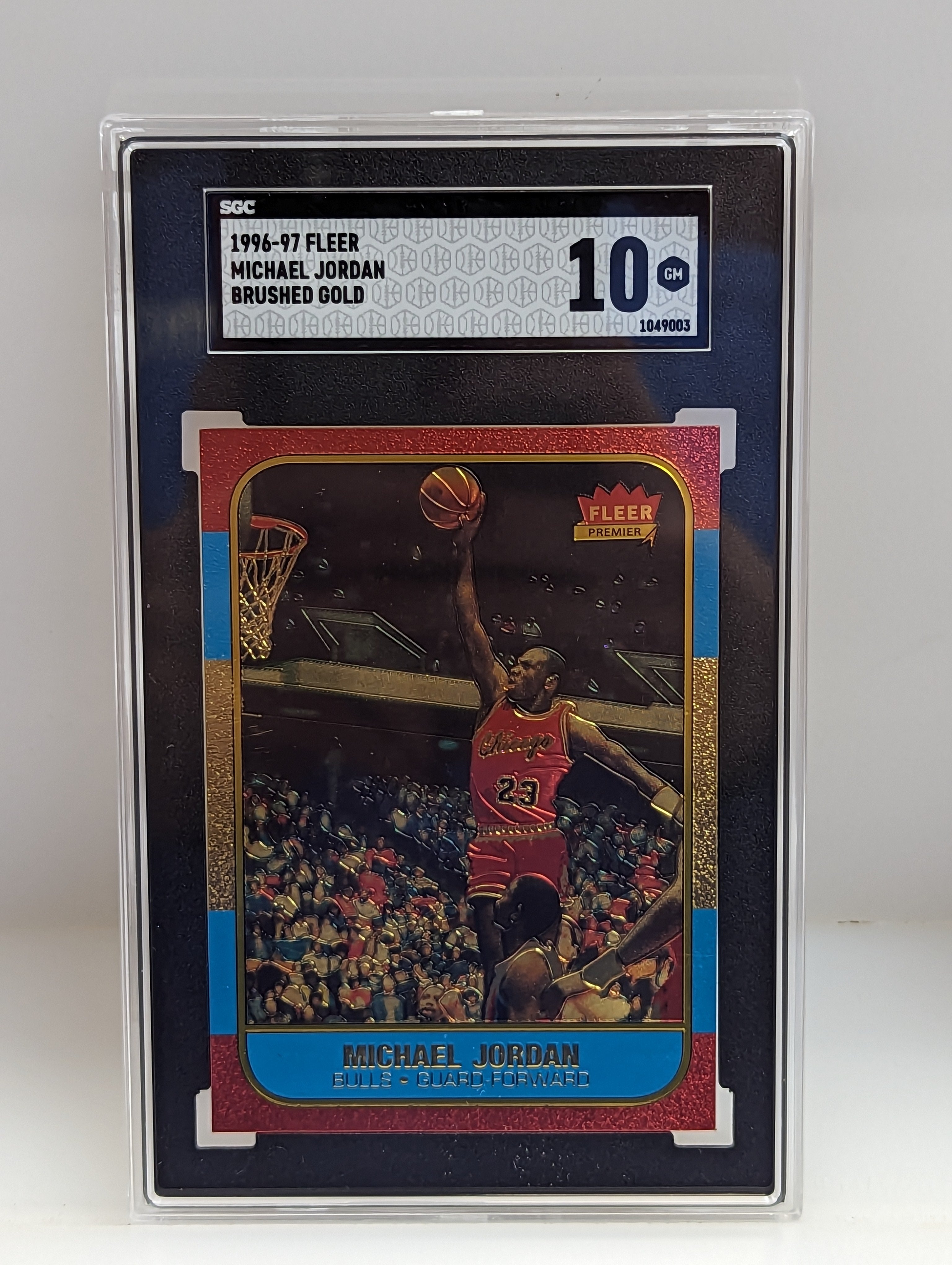1996-97 Fleer Michael Jordan Brushed Gold Rookie Reprint SGC